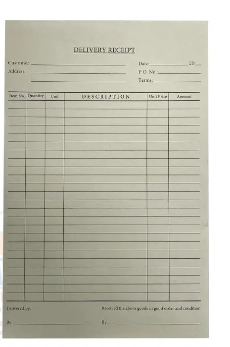 BUSINESS FORM RECIEPT- DELIVERY A- SMALL