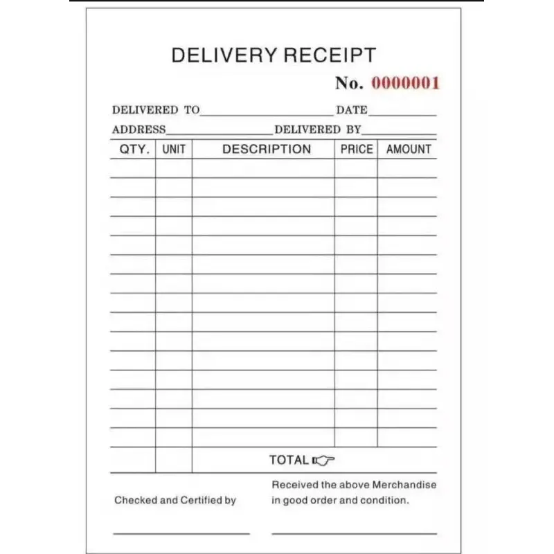 BUSINESS FORM RECIEPT- DELIVERY C- VERTICAL