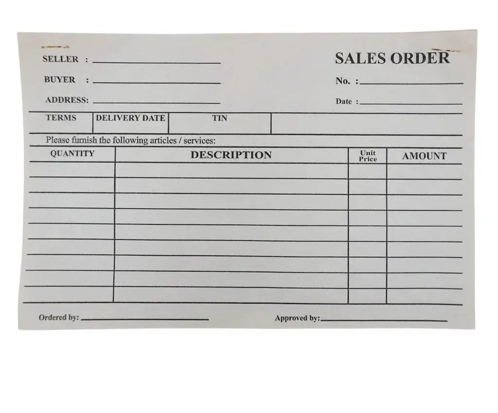 BUSINESS FORM RECIEPT- SALES ORDER B- HORIZONTAL