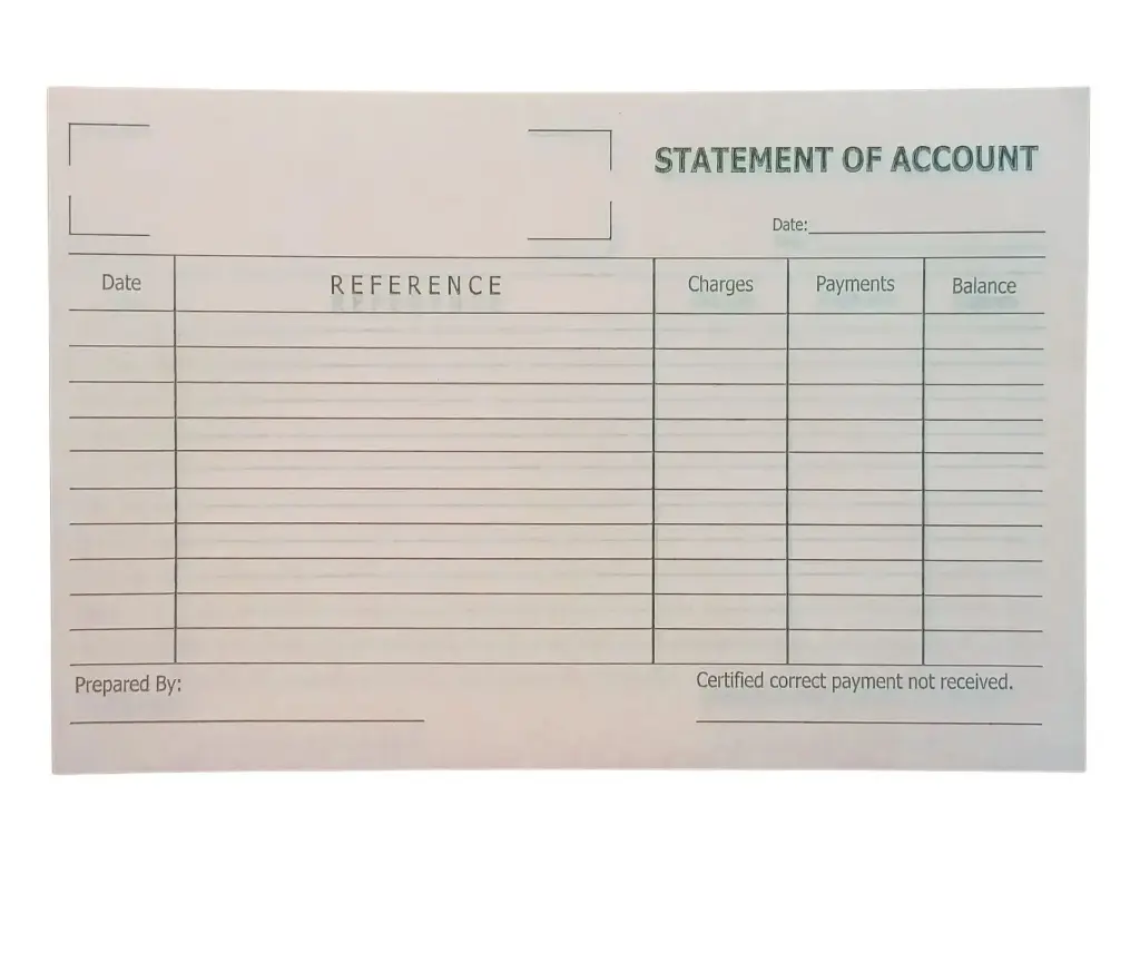 BUSINESS FORM RECIEPT- STATEMENT OF ACCOUNT