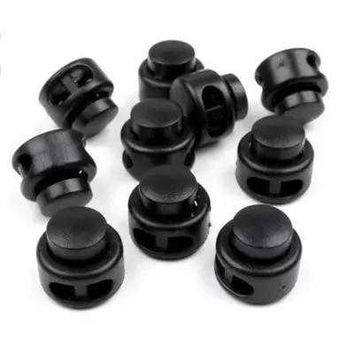 SEWING SUPPLIES:FLAT TOGGLE STOPPER CORD LOCKS END- 4MM - BLACK 