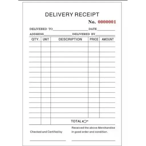 BUSINESS FORM RECIEPT- DELIVERY C- VERTICAL