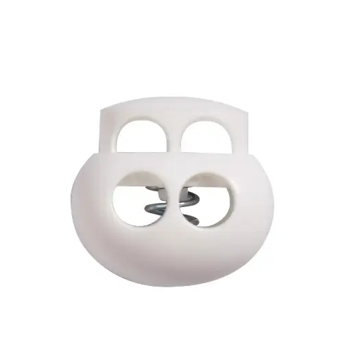 SCHOOL SUPPLIES:DOUBLE HOLE FLAT CORD STOPPER - WHITE 